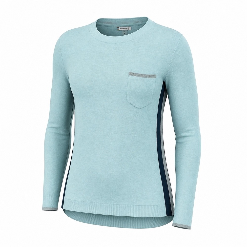 Smartwool Womens Light Green Merino Wool Blend Side Stripe Pocket Sweater Size M
